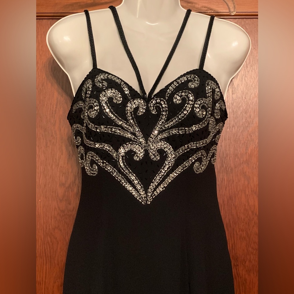 Pro Magic Prom Dress 4 S Black Silver Sparkle Beaded Long Formal Evening Gown